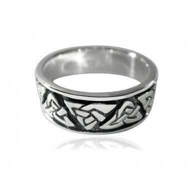 925 Sterling Silver Celtic Irish Triquetra Trinity Knots Wedding Band Oxidized Ring