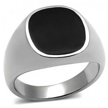925 Sterling Silver Mens Black Onyx Classic Ring - SilverMania925