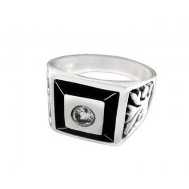 925 Sterling Silver Mens Celtic Irish Ring with CZ - SilverMania925