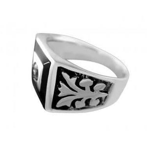 925 Sterling Silver Mens Celtic Irish Engraved Sides Clear Cubic Zirconia CZ Ring