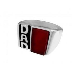 925 Sterling Silver Mens Carnelian DAD Father Day Love Family Thick Solid Ring