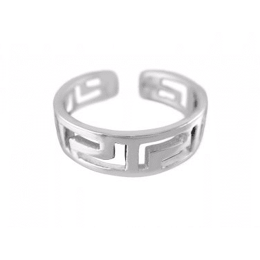 925 Sterling Silver Greek Key Adjustable Toe Ring - SilverMania925