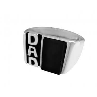925 Sterling Silver Men's Onyx DAD Father's Day Family Oxidized Ring - SilverMania925