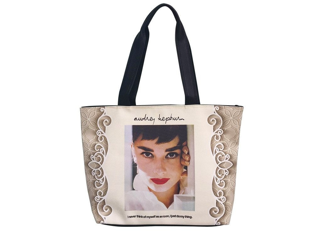 Audrey Hepburn Retro Icon Signature Tote Shoulder Bag Purse Handbag