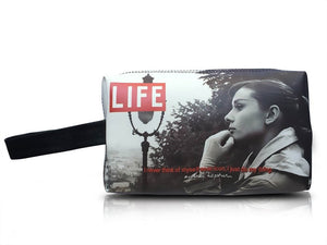 Audrey Hepburn Life Magazine Cover Make Up Lipstick Purse Cosmetic Zip Around Bag