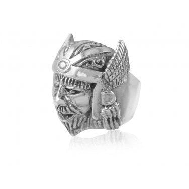 925 Sterling Silver Viking Head Warrior Wings Helmet Biker Heavy Ring - SilverMania925