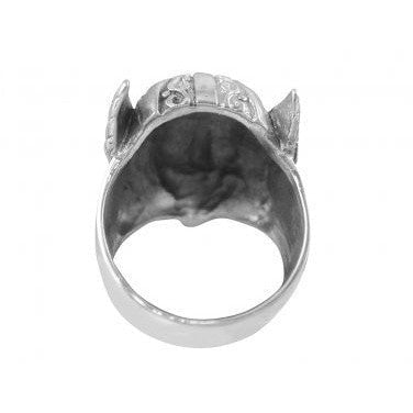 925 Sterling Silver Viking Head Warrior Wings Helmet Biker Heavy Ring - SilverMania925
