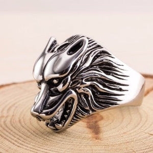 925 Sterling Silver Viking Wolf Head Fenrir Norse Icelandic Thor Biker Heavy Thick Ring
