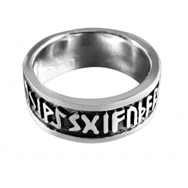 925 Sterling Silver Old Norse Runes Band Ring - SilverMania925