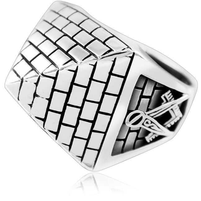 925 Sterling Silver Freemason Masonic Mason Freemasonry Illuminati Square Pyramid Ring - SilverMania925