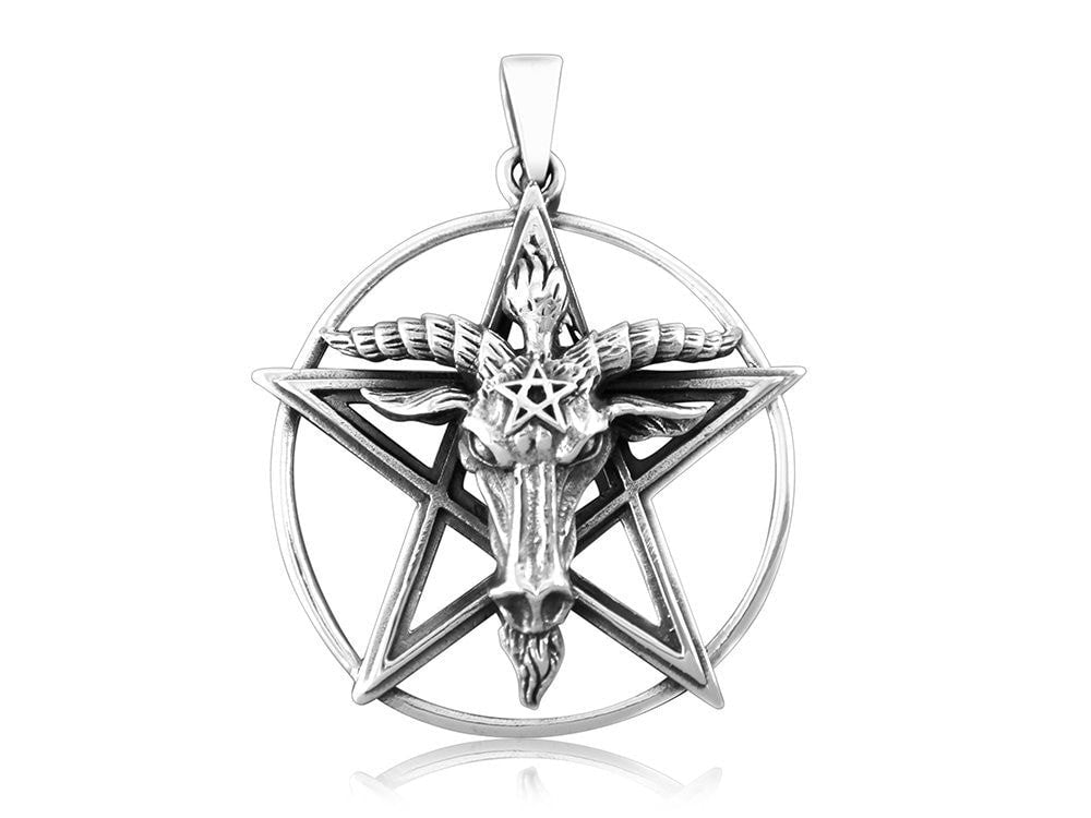 Sterling Silver Goat of Mendes with Pentagram Pendant - SilverMania925