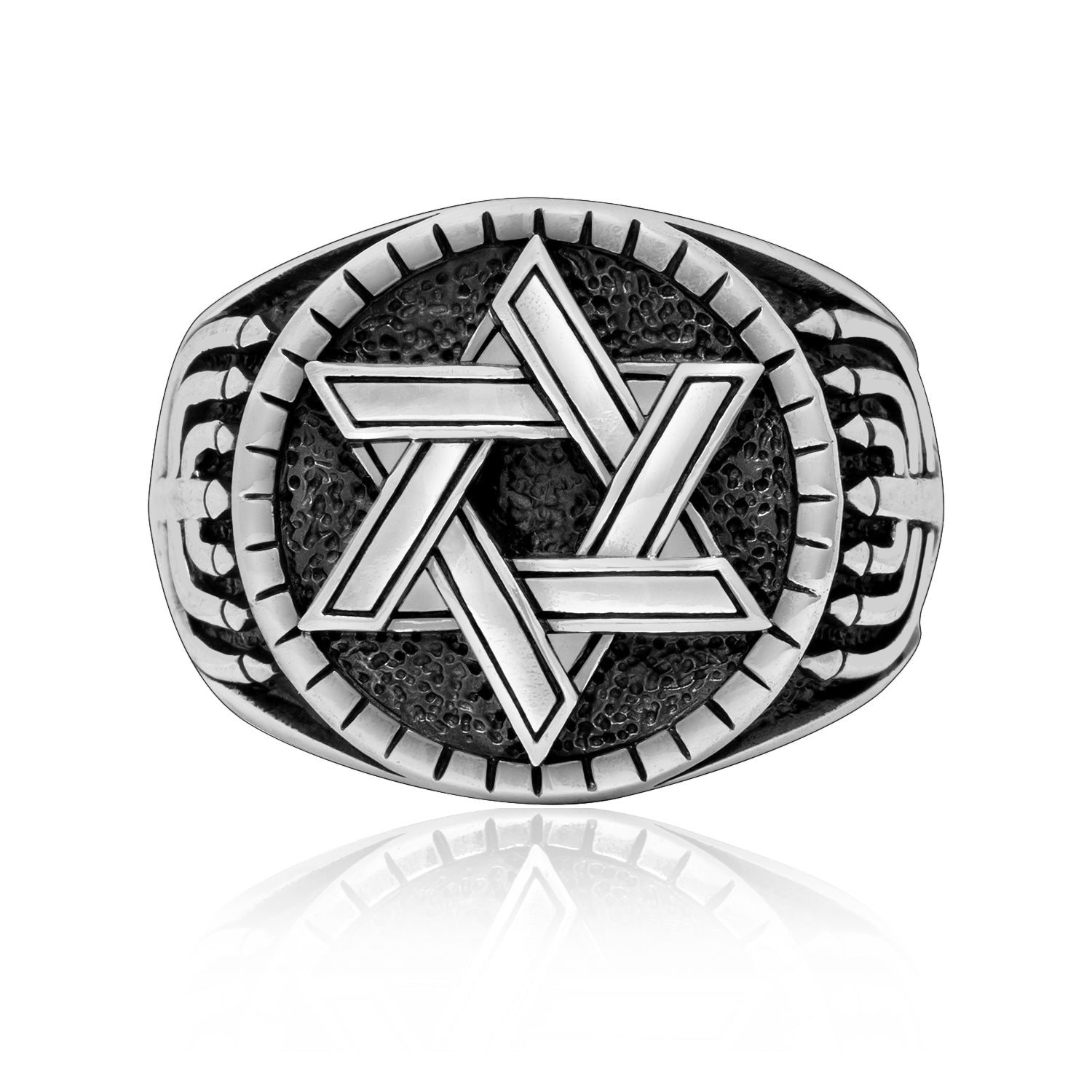 925 Sterling Silver Star of David with Menorah Ring - SilverMania925