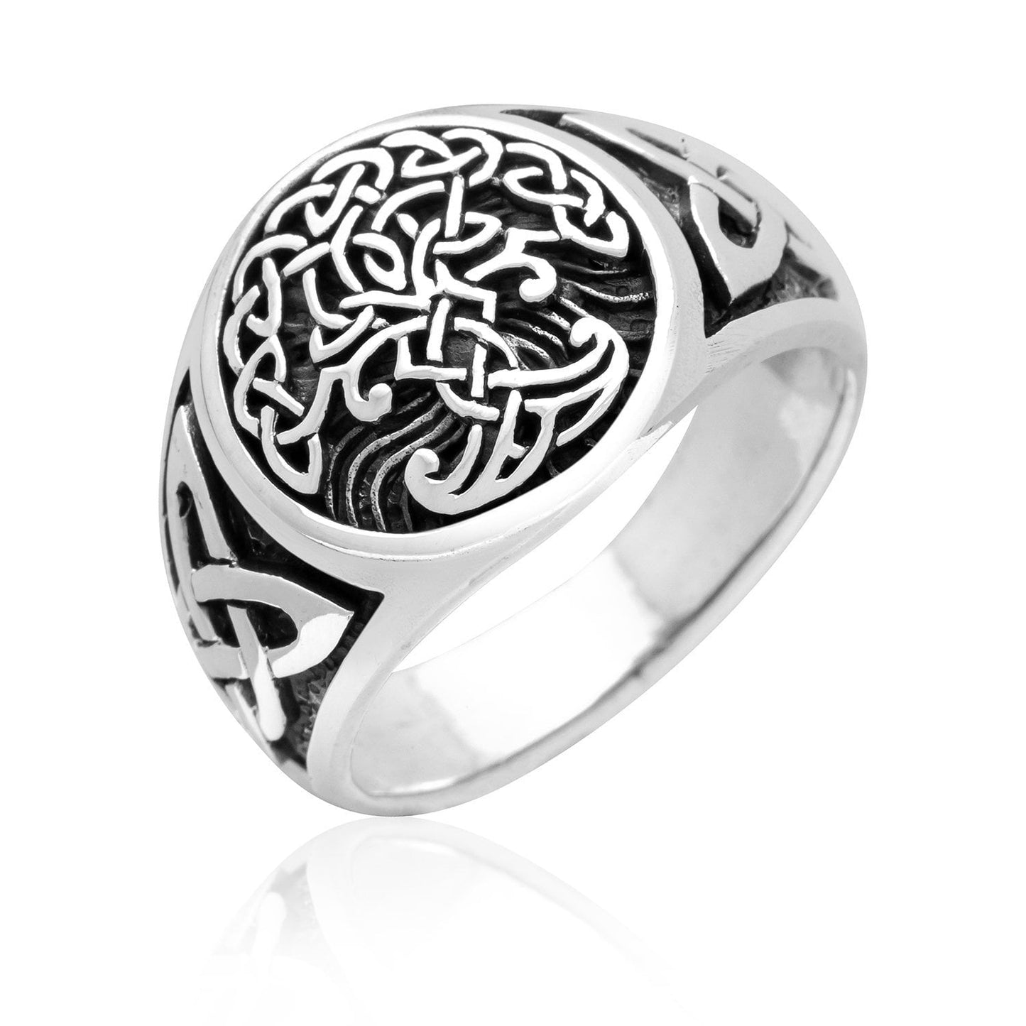 925 Sterling Silver Viking Yggdrasil Celtic Knotwork Ring - SilverMania925