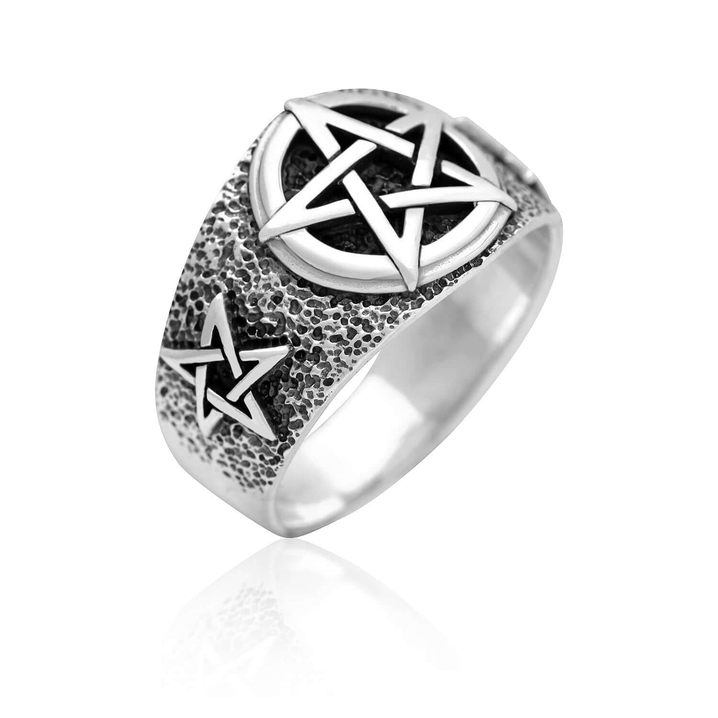 925 Sterling Silver Pentagram Signet Ring - SilverMania925