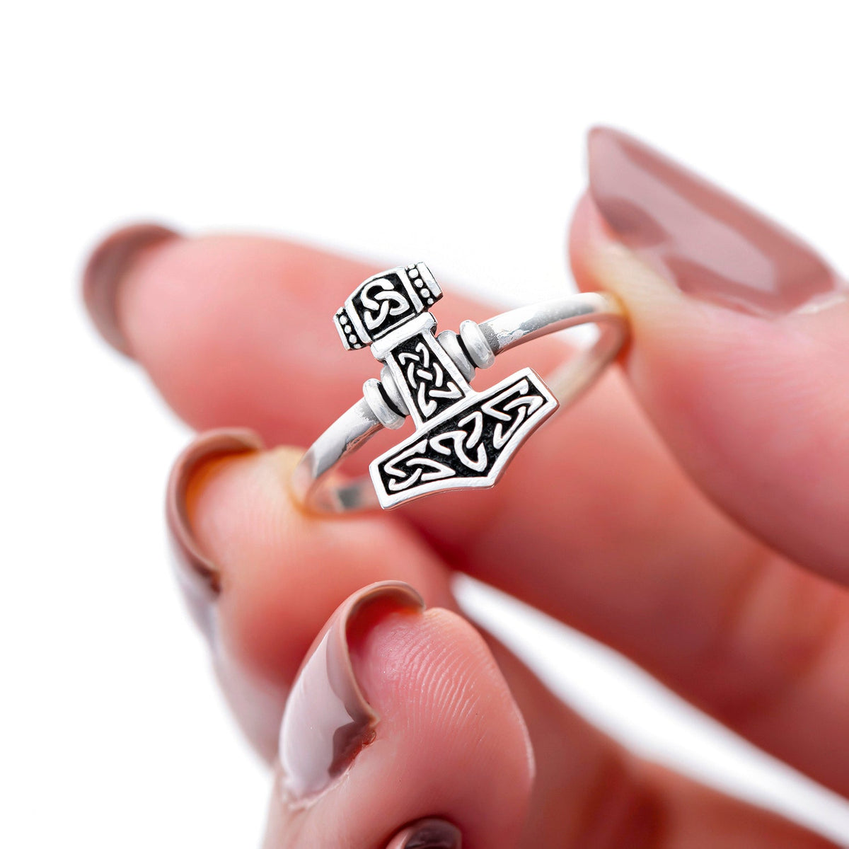 925 Sterling Silver Viking Thor Hammer Ring - SilverMania925