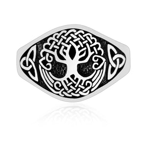 925 Sterling Silver Yggdrasil with Triquetra Pagan Ring