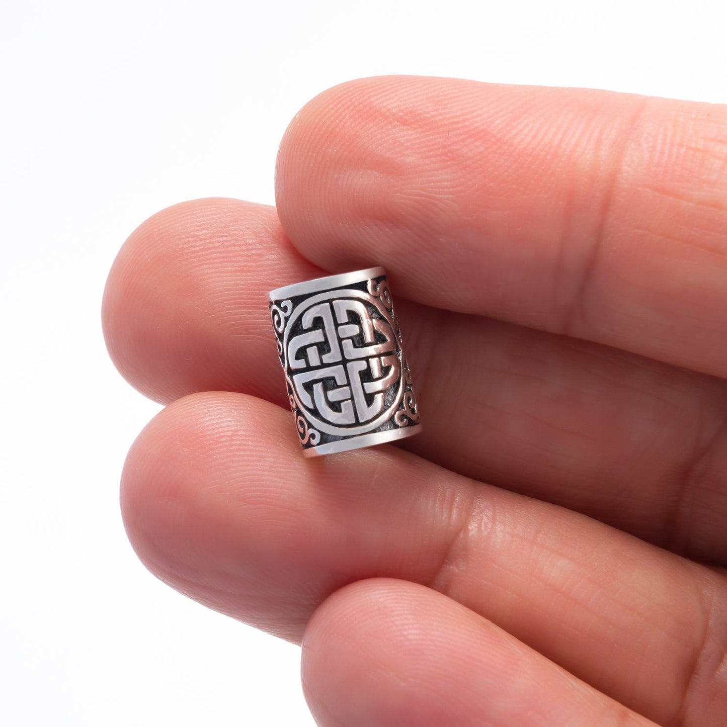 925 Sterling Silver Shield Quarternary Knot Hair Bead - SilverMania925