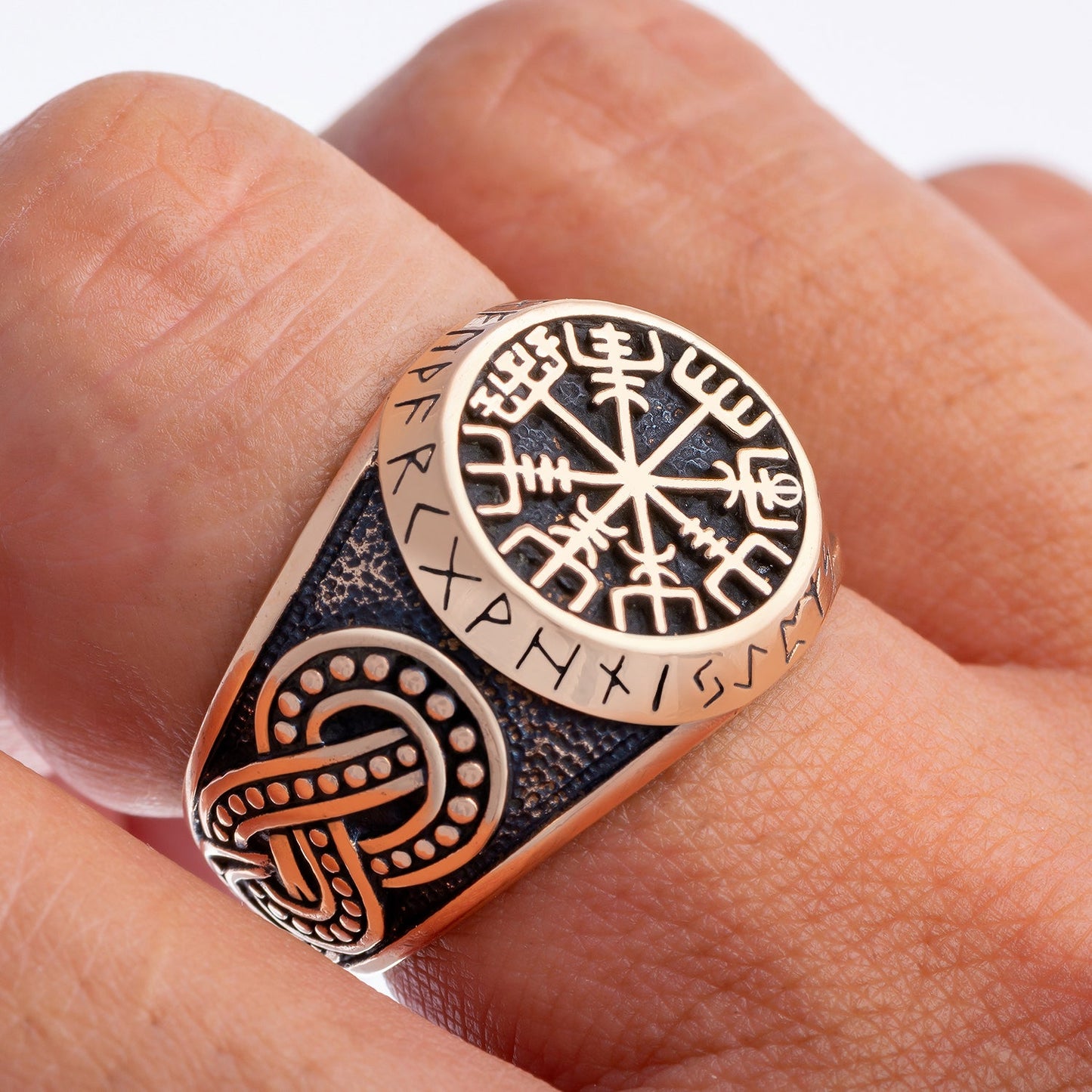 Viking Vegvisir Legendary Ring Handcrafted from Bronze - SilverMania925