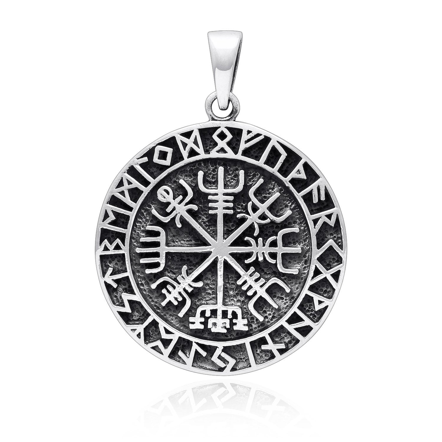 925 Sterling Silver Vegvisir Viking Compass Runes Pendant