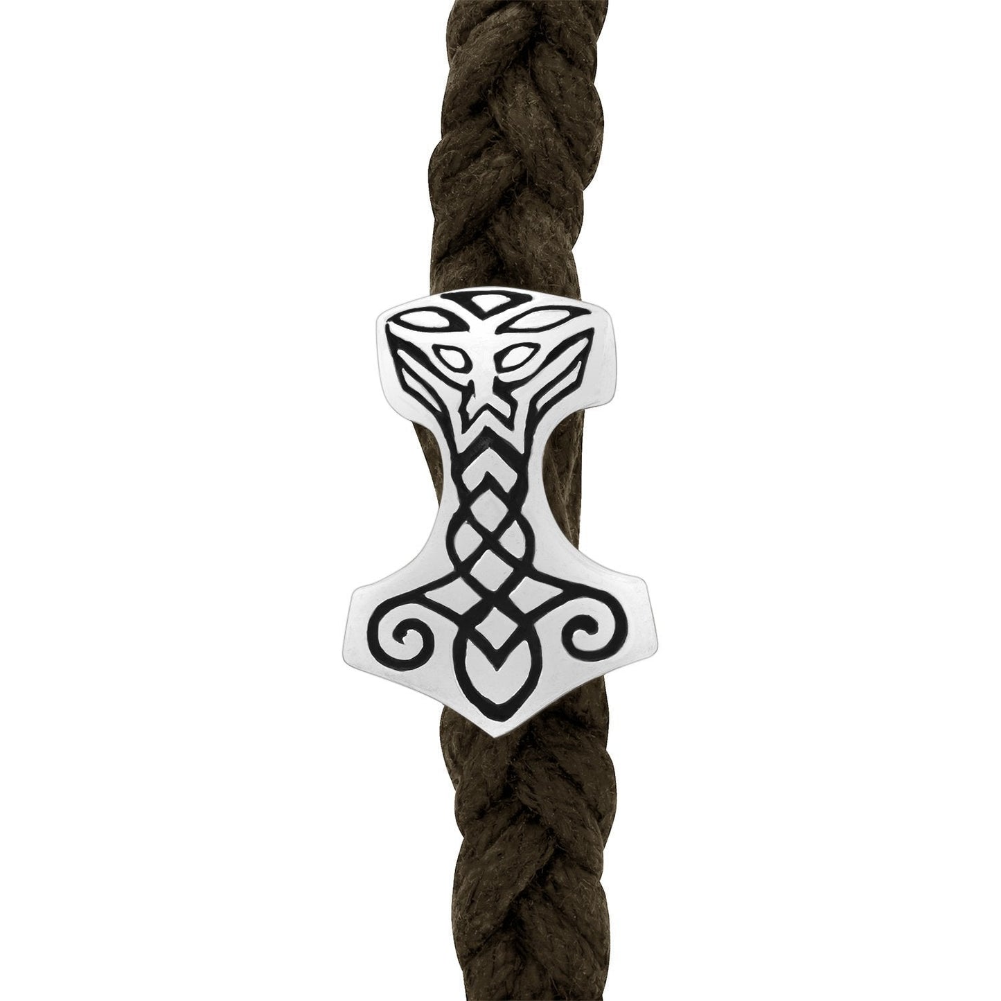 Sterling Silver Viking Mjolnir Beard Bead with Odin - SilverMania925