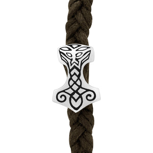 Sterling Silver Viking Beard Bead with Mjolnir and Odin