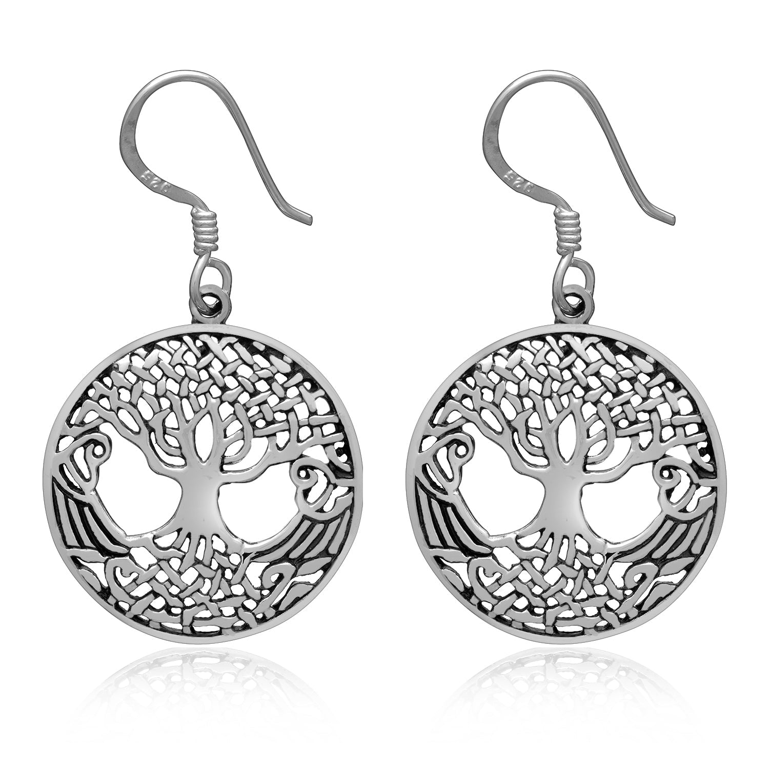 925 Sterling Silver Tree of Life Earrings Set