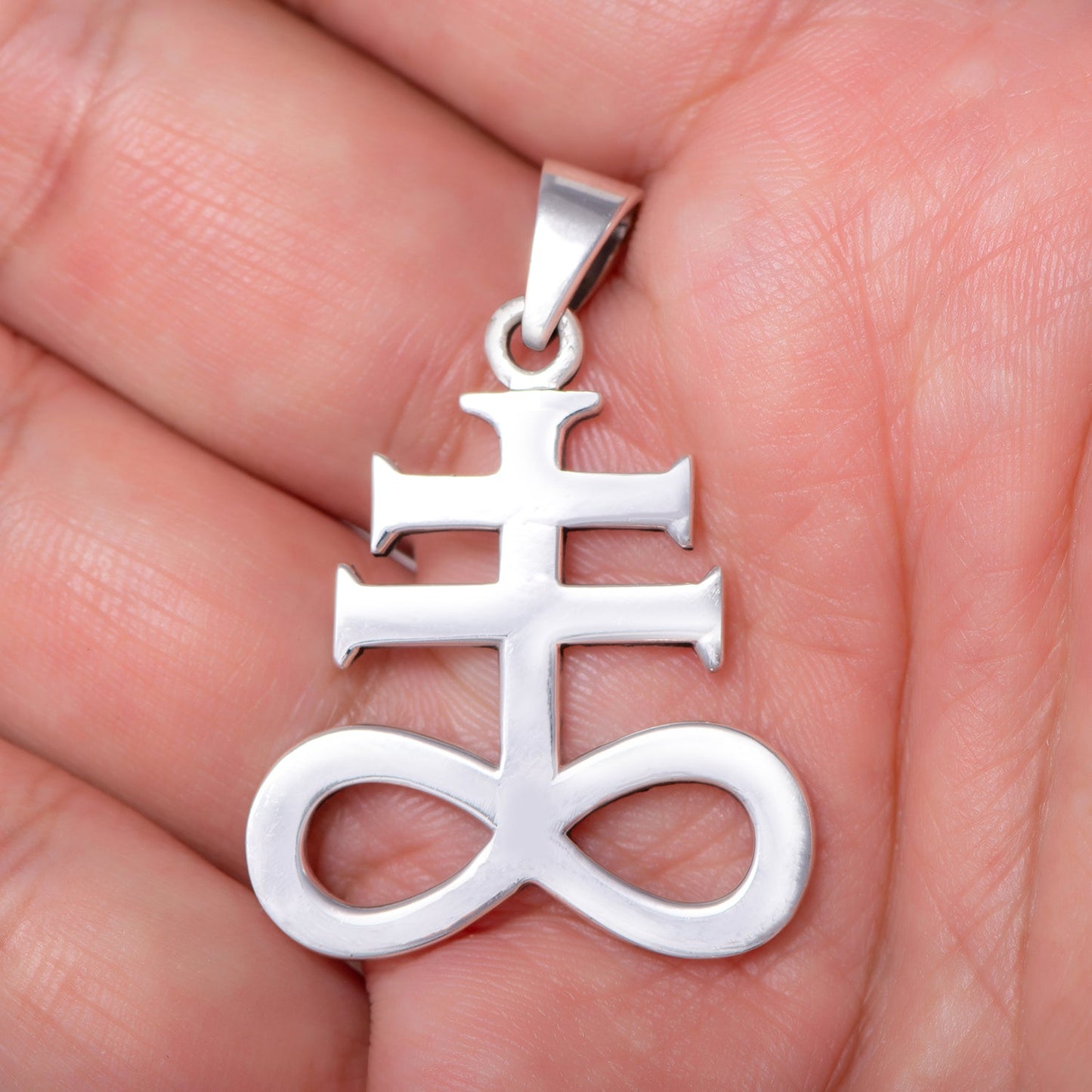 925 Sterling Silver Sulfur Leviathan Cross Satanic Pendant - SilverMania925