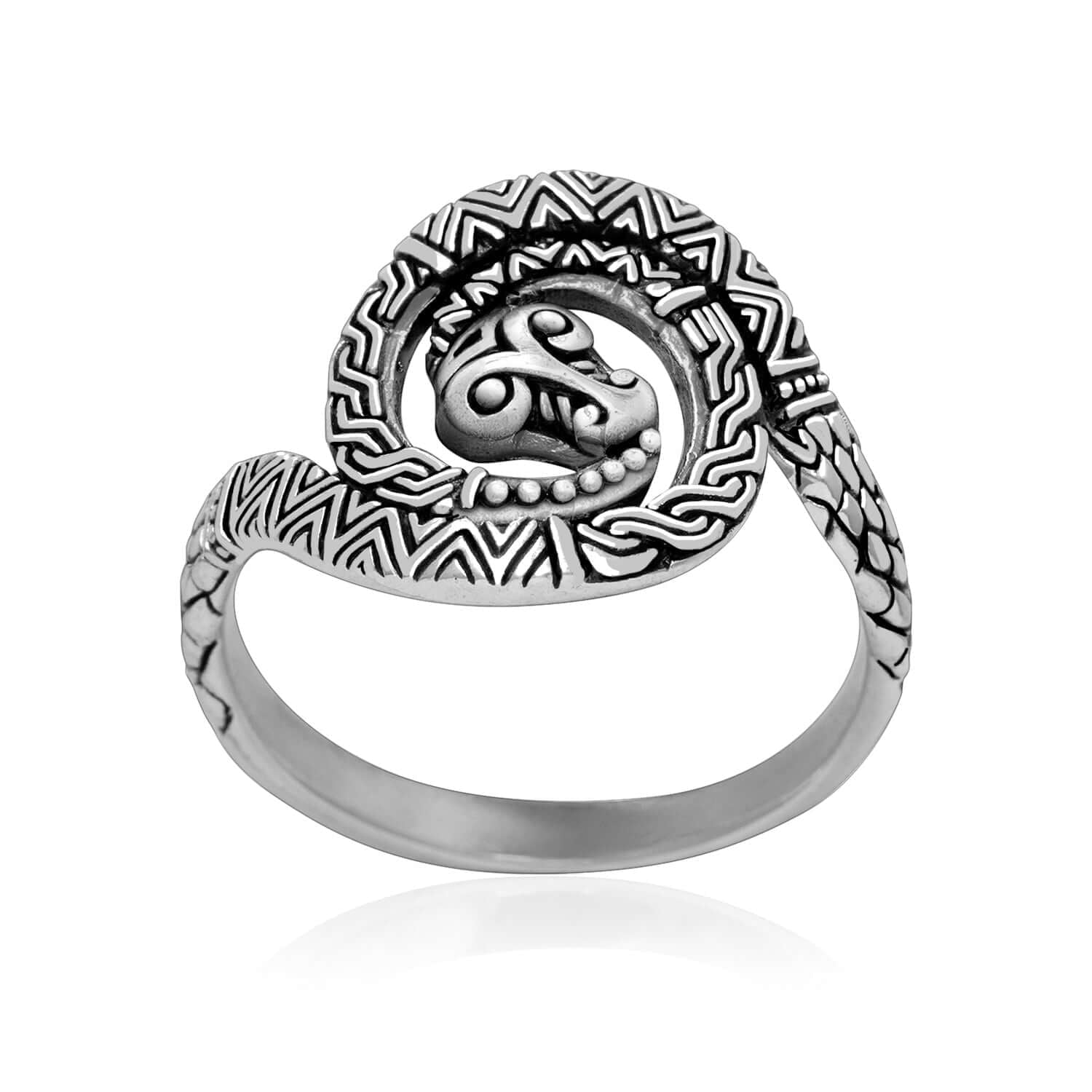 925 Sterling Silver Greek Ouroboros Snake Ring - SilverMania925