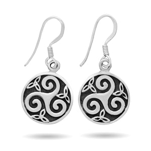 925 Sterling Silver Celtic Triskele Triskelion Dangle Earrings Set