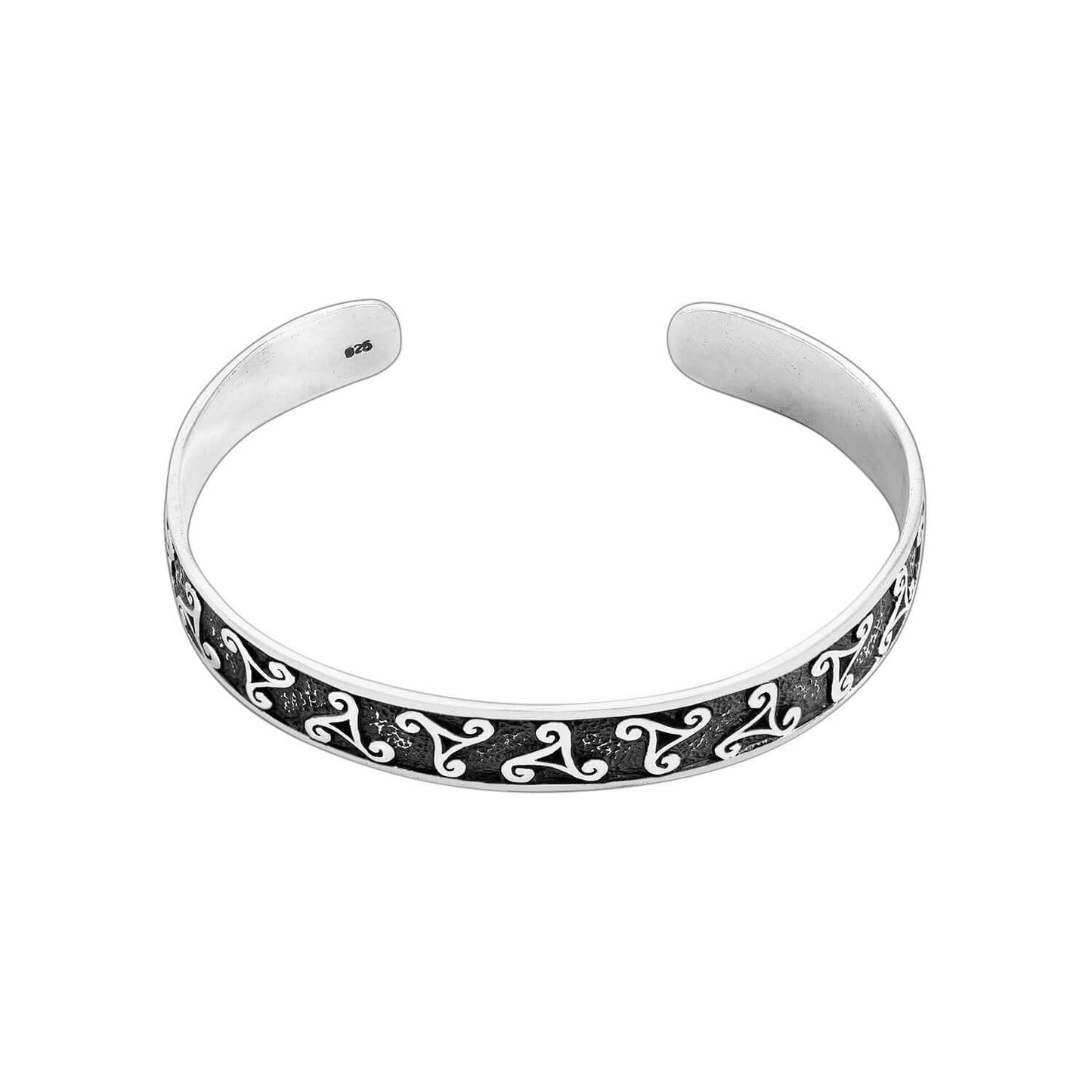 925 Sterling Silver Celtic Triskelion Knot Bangle - SilverMania925