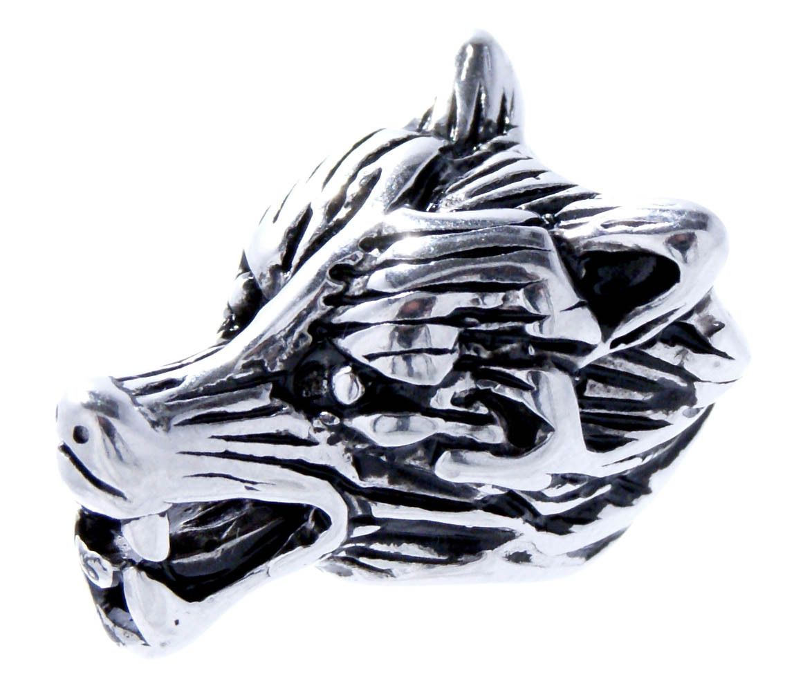 Sterling Silver Viking Wolf Head Beard Bead - SilverMania925