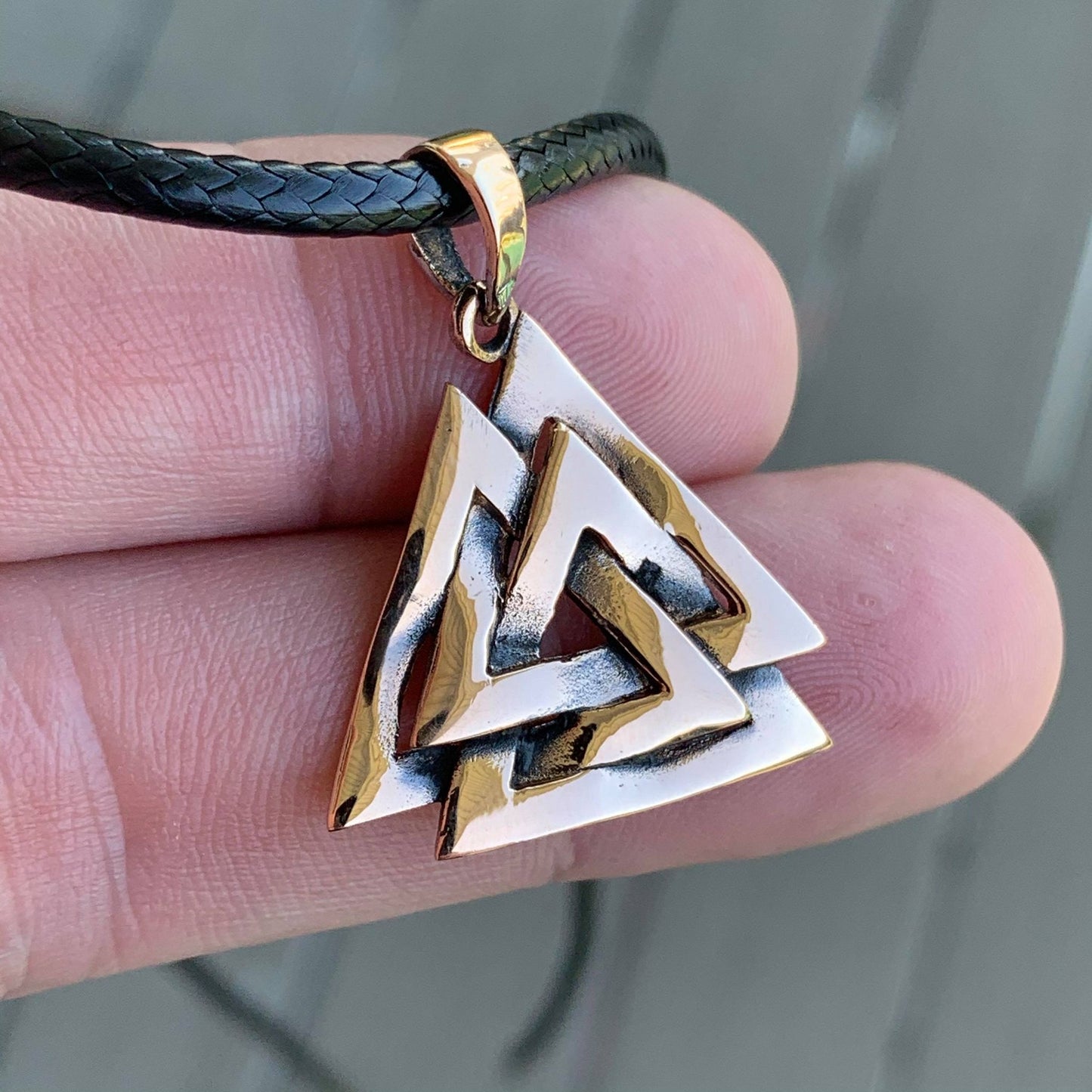 Viking Valknut Handcrafted Bronze Pendant - SilverMania925