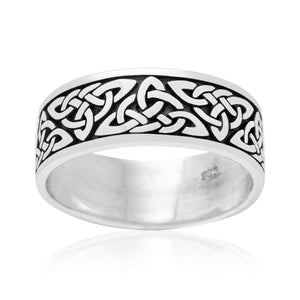 925 Sterling Silver Celtic Triquetra Knot Band Ring