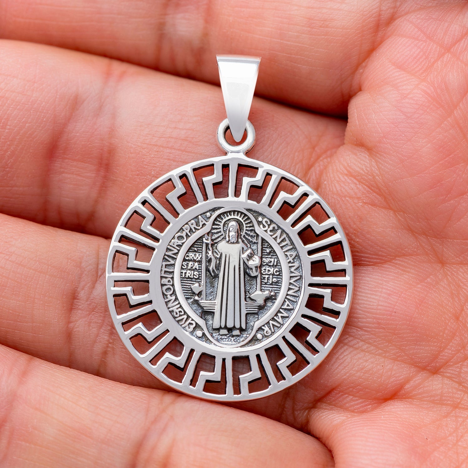925 Sterling Silver Saint Benedict Medal Pendant