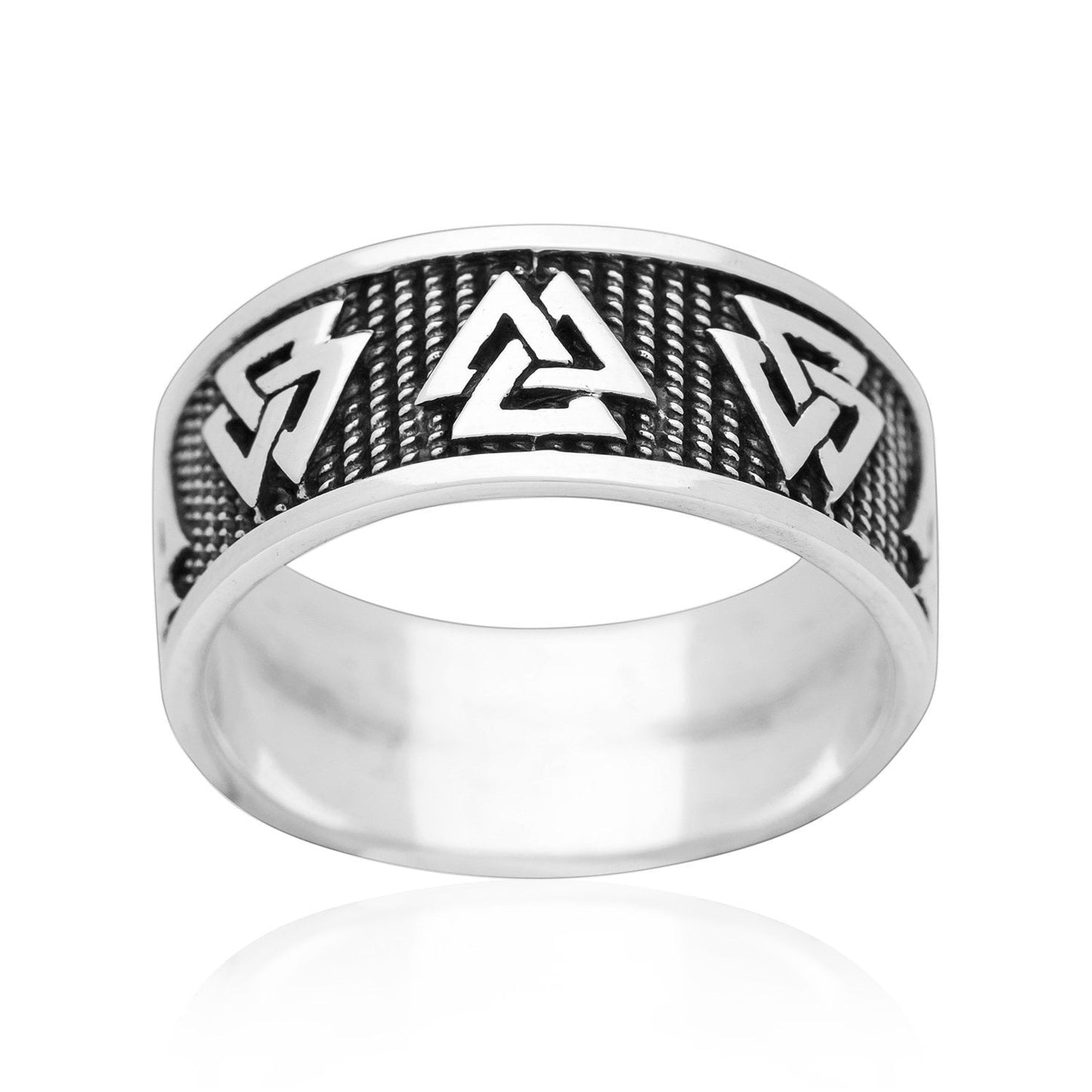 925 Sterling Silver Viking Valknut Norse Jewelry Band Ring - SilverMania925