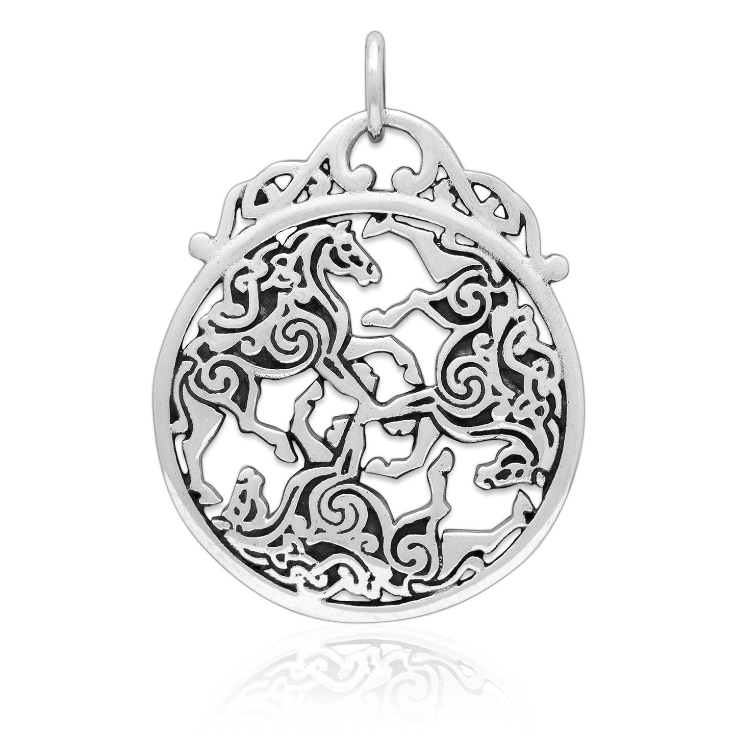 Sterling Silver Three Horse Epona Pendant - SilverMania925