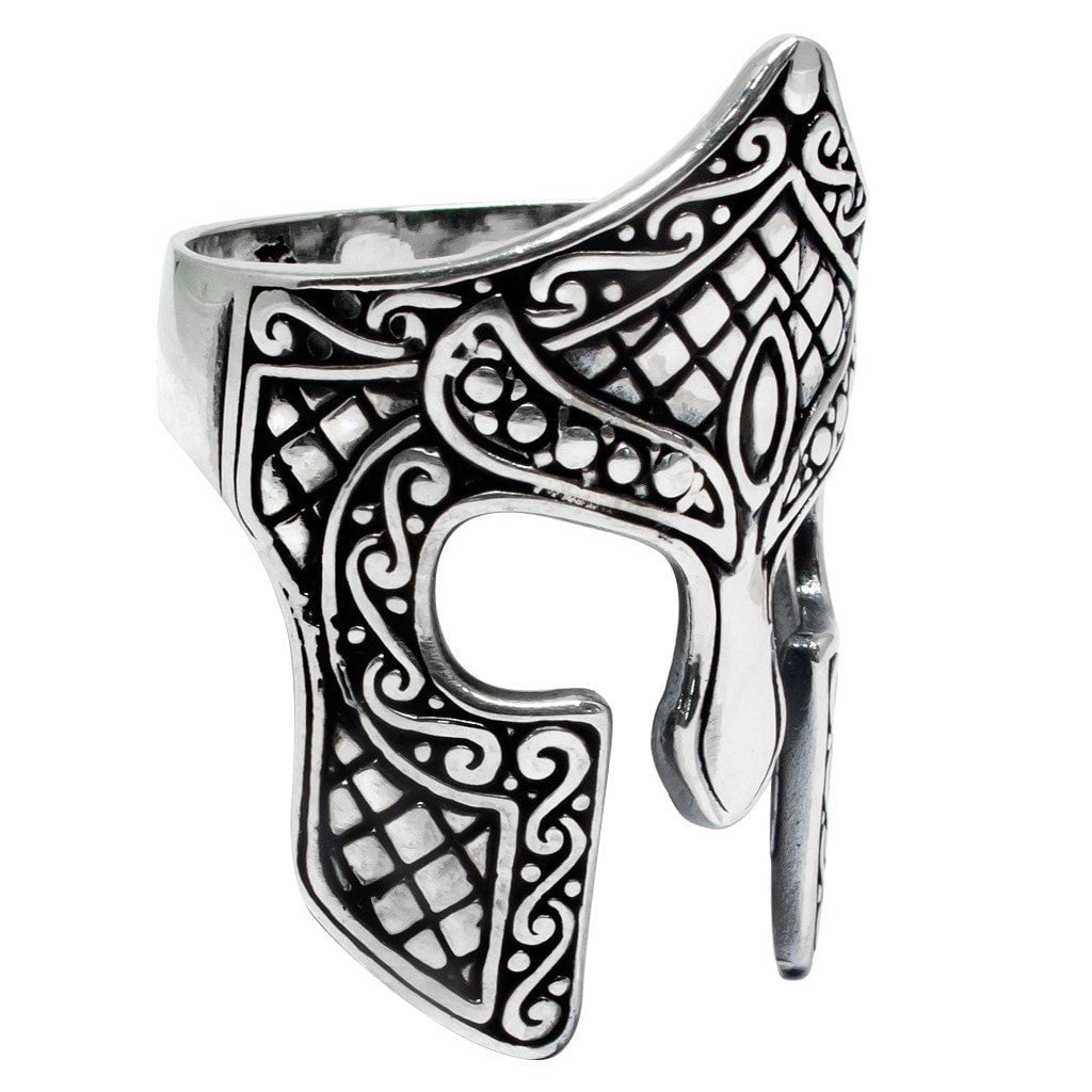 925 Sterling Silver Spartan Helmet Warrior 300 King Leonidas Thermopylae Ring - SilverMania925