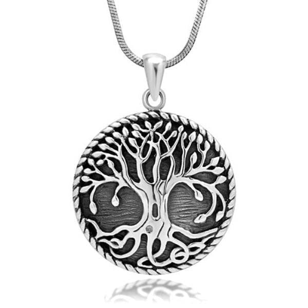 925 Sterling Silver Yggdrasil Norse Tree of Life Viking Jewelry Pendant - SilverMania925