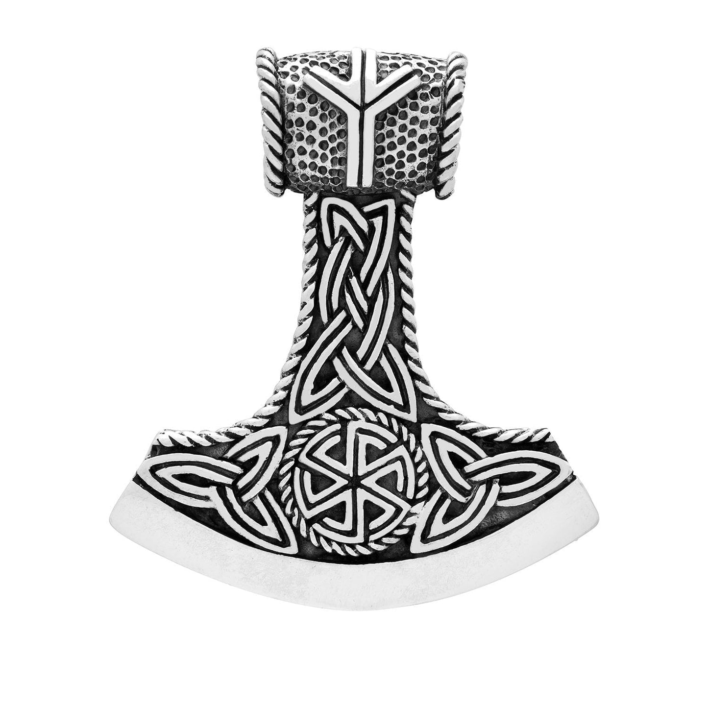 925 Sterling Silver Slavic Kolovrat Double Sided Pendant with Triquetra - SilverMania925