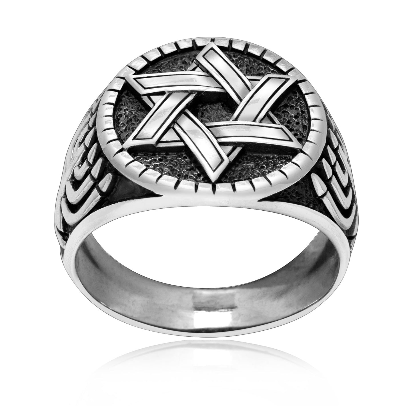 925 Sterling Silver Star of David with Menorah Ring - SilverMania925
