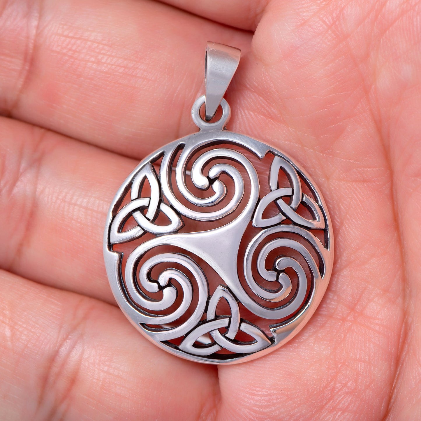 925 Sterling Silver with Celtic Triskelion Pendant - SilverMania925