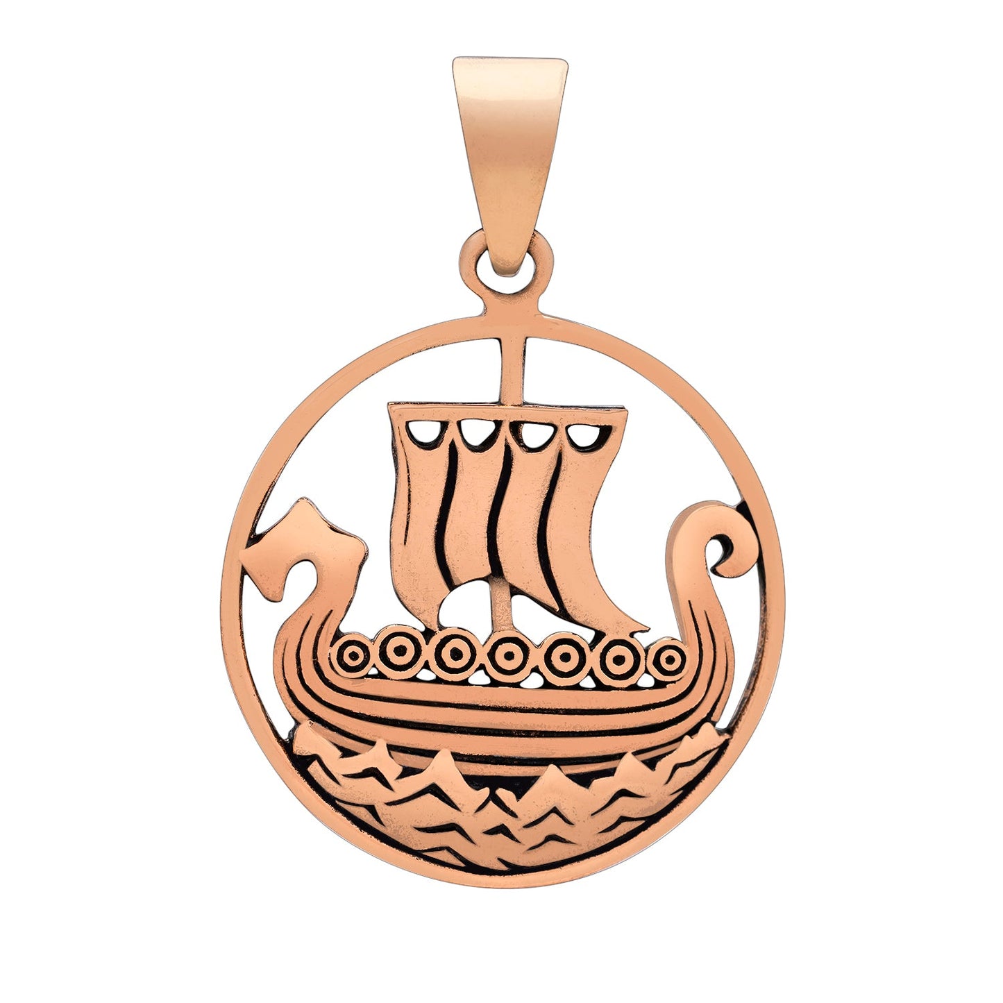 Viking Ship Handcrafted Bronze Pendant - SilverMania925