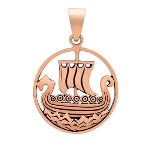 Viking Ship Handcrafted Bronze Pendant