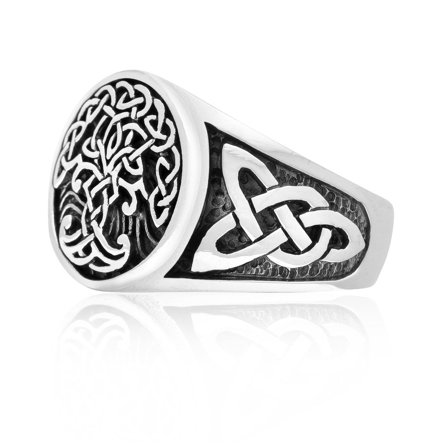 925 Sterling Silver Viking Yggdrasil Celtic Knotwork Ring - SilverMania925