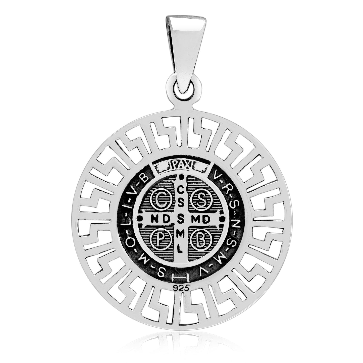 925 Sterling Silver Saint Benedict Medal Pendant - SilverMania925