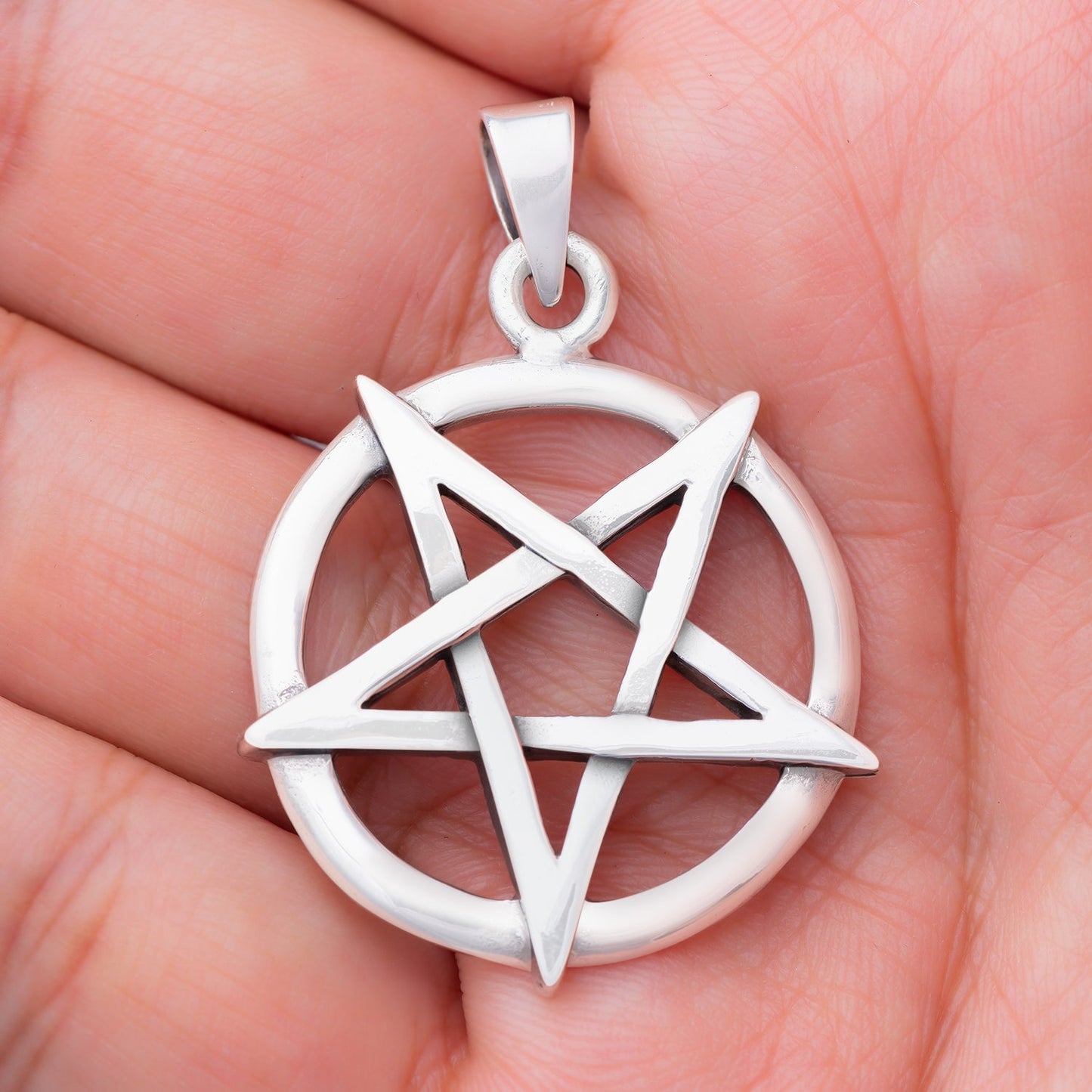 925 Sterling Silver Satanic Pendant with Pentagram - SilverMania925
