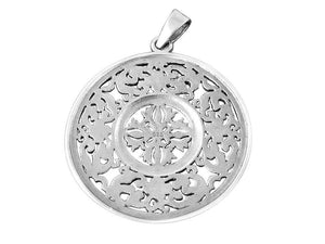 925 Sterling Silver Double Dorje Vajra Mandala Hindu Tibetan Amulet Pendant