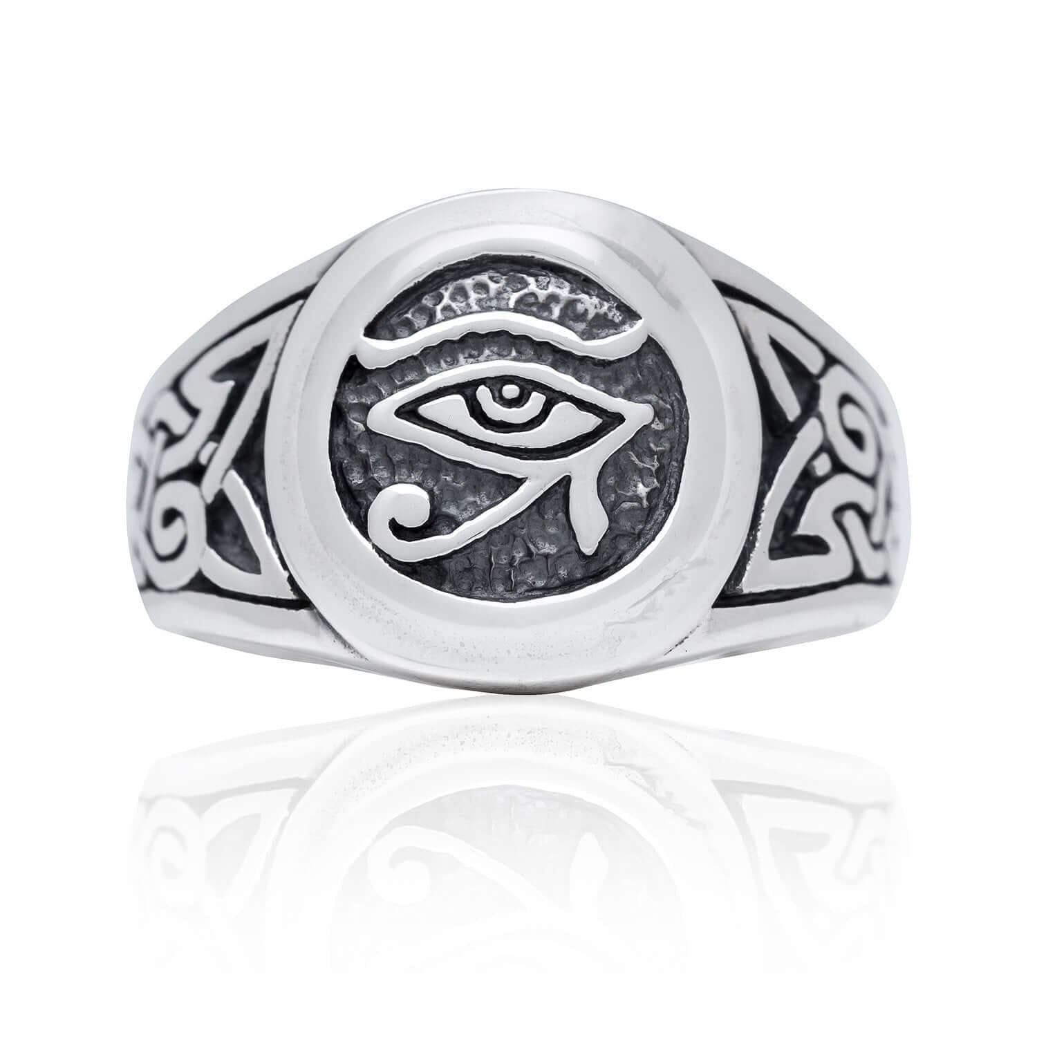 925 Sterling Silver Egypt Egyptian Eye of God Horus Ra Udjat Knotwork Ring