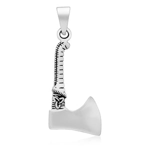 925 Sterling Silver Viking Axe with Triquetra Amulet