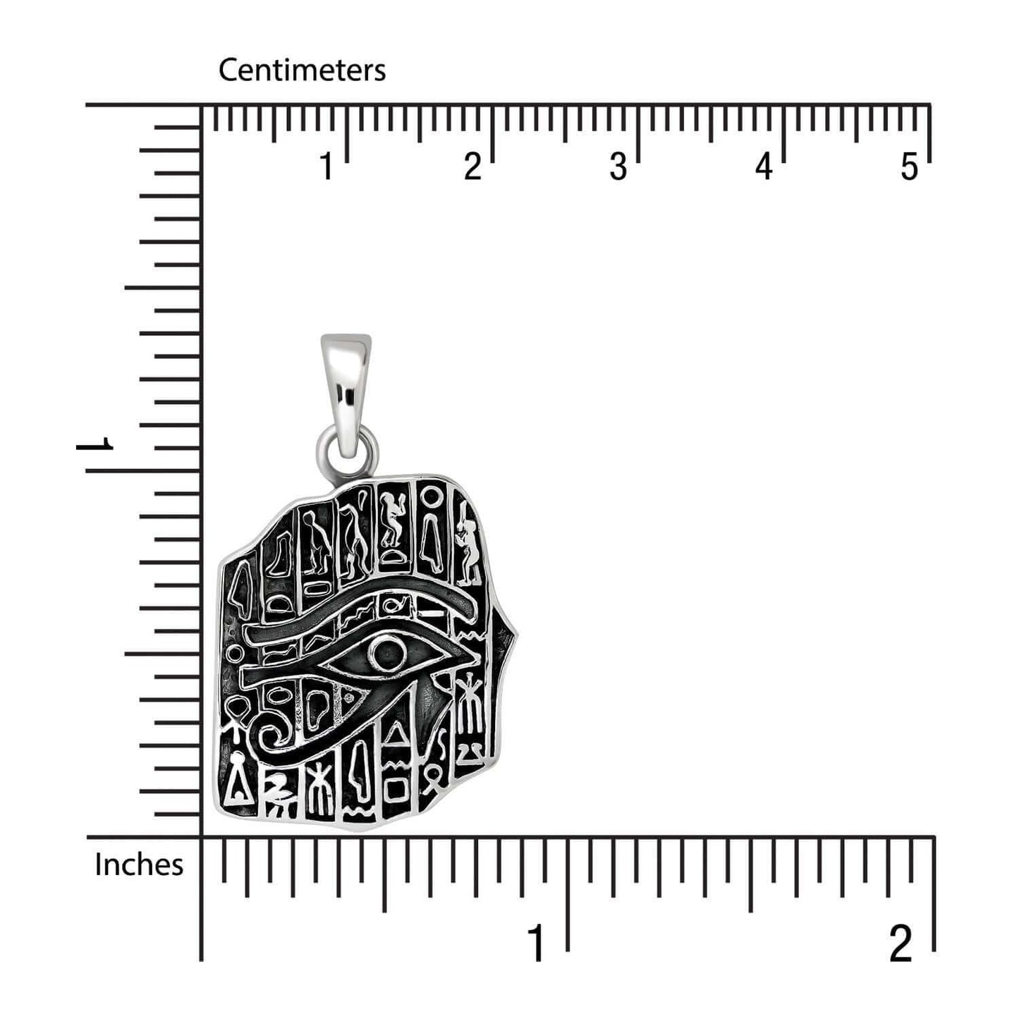 925 Sterling Silver Egyptian Hieroglyphs Eye of Horus Cartouche Pendant - SilverMania925